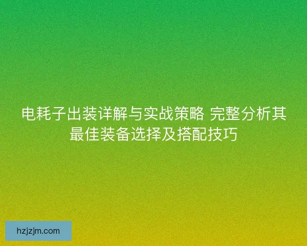 电耗子出装详解与实战策略 完整分析其最佳装备选择及搭配技巧