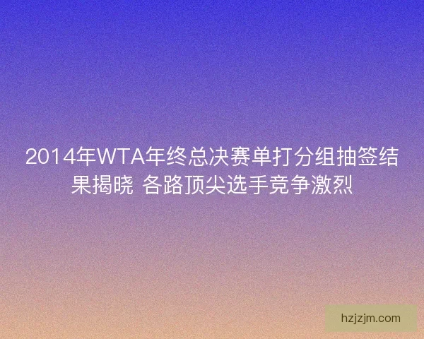 2014年WTA年终总决赛单打分组抽签结果揭晓 各路顶尖选手竞争激烈