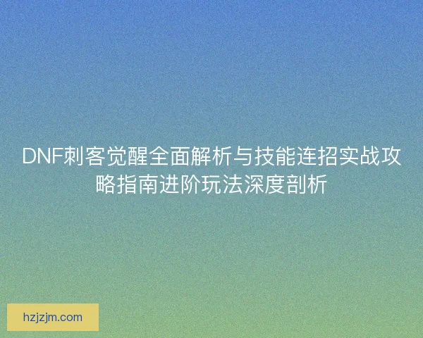 DNF刺客觉醒全面解析与技能连招实战攻略指南进阶玩法深度剖析