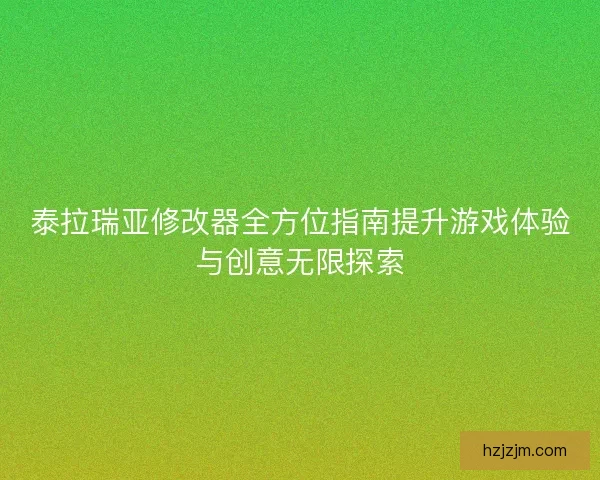 泰拉瑞亚修改器全方位指南提升游戏体验与创意无限探索