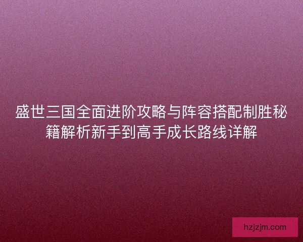 盛世三国全面进阶攻略与阵容搭配制胜秘籍解析新手到高手成长路线详解